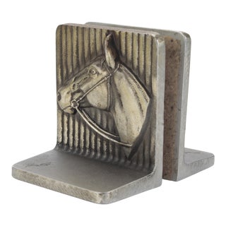 1940s Equestrian Bookends in Pewter Tone Metal by Bruce Fox For Sale