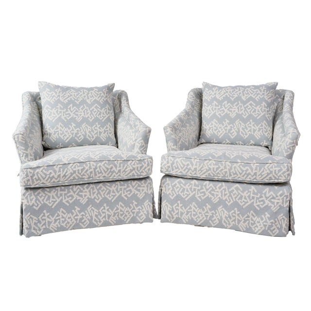 Pair of Custom Ferrick Mason Swivel Club Chairs For Sale - Image 11 of 11