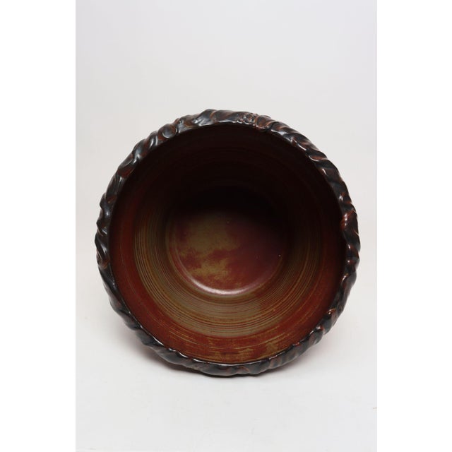 Large Vintage Red, Ochre and Slate Incised Ceramic Planter by Deanna Nichols For Sale In New York - Image 6 of 18