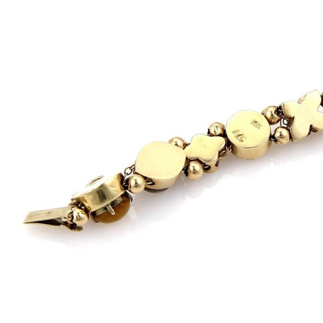 Mid 20th Century Multicolor Gems 14k Yellow Gold Slide Charm Bracelet For Sale In Miami - Image 6 of 6