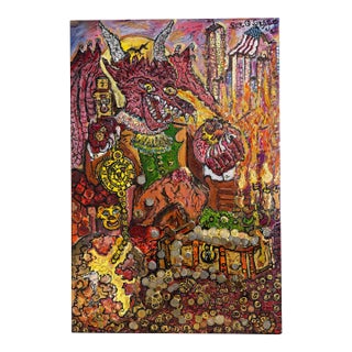 One-of-a-Kind Painting on Canvas by Serg Graff "The Dragon of Timely Gold"+COA For Sale
