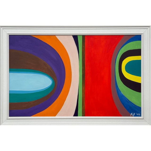 Large Contemporary Abstract Art "Cosmic Rainbow" on Canvas by British Artist, 2005 For Sale