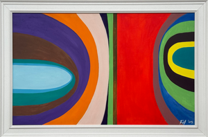 Large Contemporary Abstract Art "Cosmic Rainbow" on Canvas by British Artist, 2005