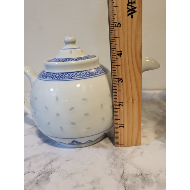 1980s Chinese Floral Porcelain Translucent Rice Grain - Set of 5 For Sale - Image 10 of 15