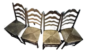 Early 20th Century Folding Ladder Back Chairs With Rush Seating Seating