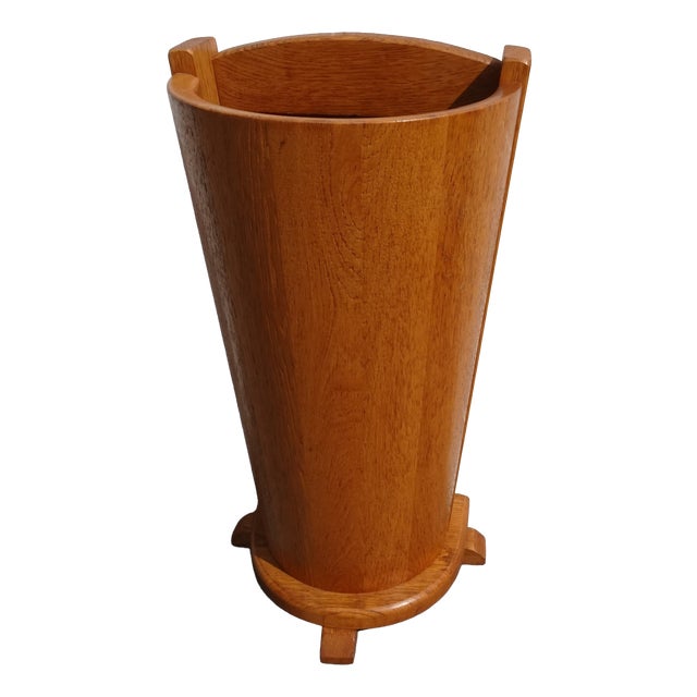 Mid-Century Danish Oak Wall Umbrella Stand, 1970s For Sale