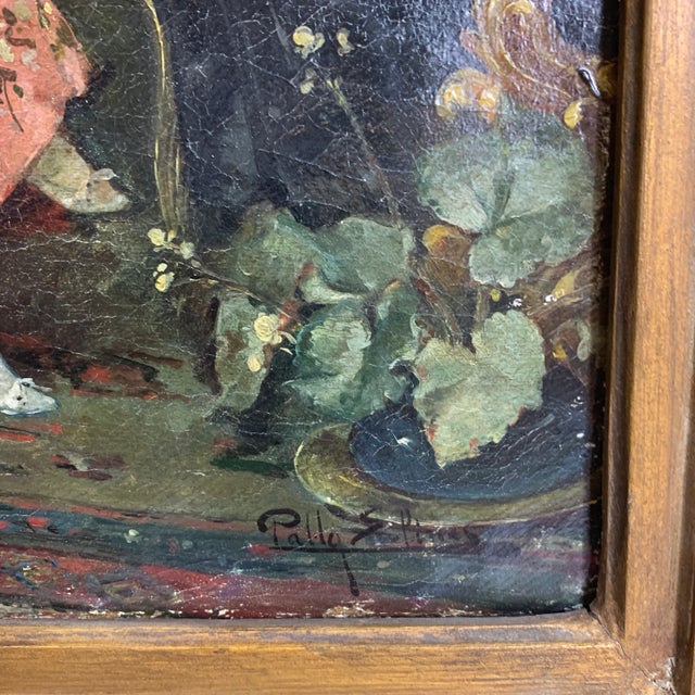 French Signed Antique French Interior Oil Painting For Sale - Image 3 of 13