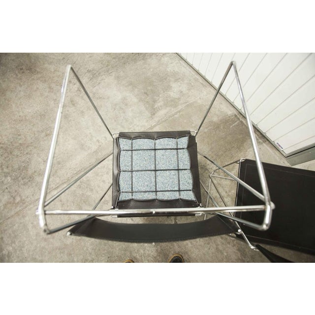 Minimalist Leather Chairs X Line attributed to Niels Jorgen Haugesen for Hybodan, 1970s, Set of 3 For Sale - Image 10 of 18