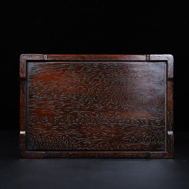 Wood Wooden Tea Tray With Mother-of-Pearl Bird and Landscape Inlay For Sale - Image 7 of 9