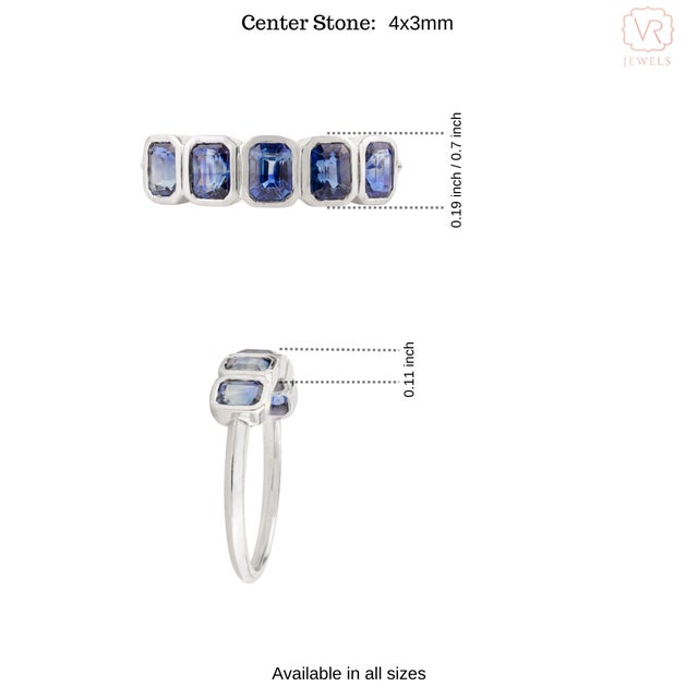 Blue 18k White Gold Blue Sapphire Stacking Ring Size 6.5 For Sale - Image 8 of 12