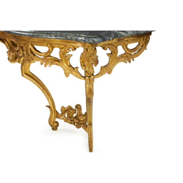 Rococo Rococo Style Carved Giltwood Antique Pier Console Table, 19th Century For Sale - Image 3 of 13