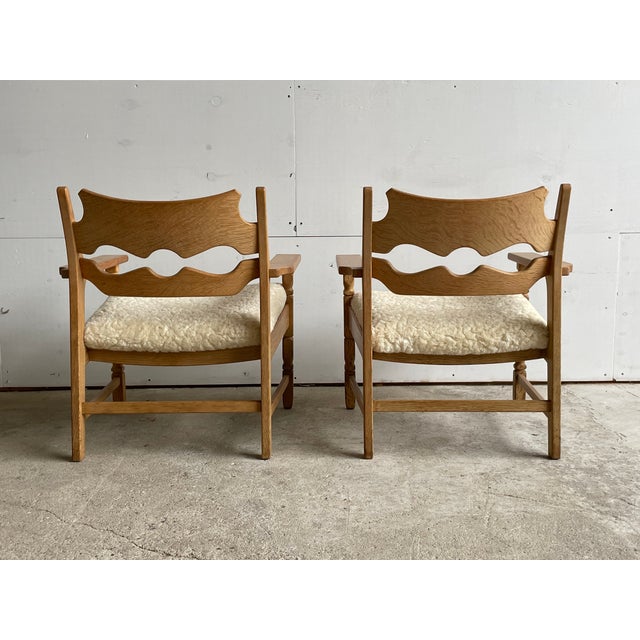 Vintage Danish Razorblade Oak Lounge Chairs by Henning Kjærnulf, 1960s, Set of 2 For Sale - Image 9 of 12