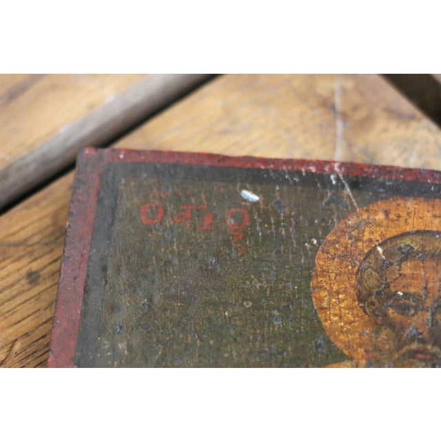 Mid 18th Century 18th Century Russian Orthodox St. Nicholas Icon on Wood Panel For Sale - Image 5 of 17