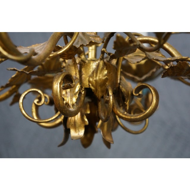 Glass 1970s Italian Hollywood Regency Florentine Murano Glass 4 Light Candlestick Chandelier For Sale - Image 7 of 15