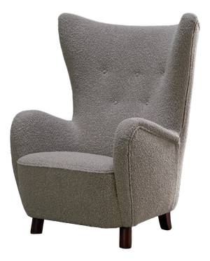 Vintage Wingback Chair in Bouclé Fabric from Mogens Lassen, Denmark, 1950s