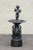 High Quality 20th Century Black Painted Cast Iron Garden Bird Bath Putti Sculpture Standing Erect on Urn Base with Swans
