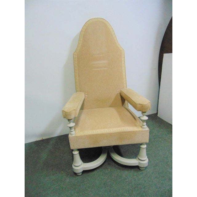 Beige William & Mary English Style High Back Lounge Chair For Sale - Image 8 of 8