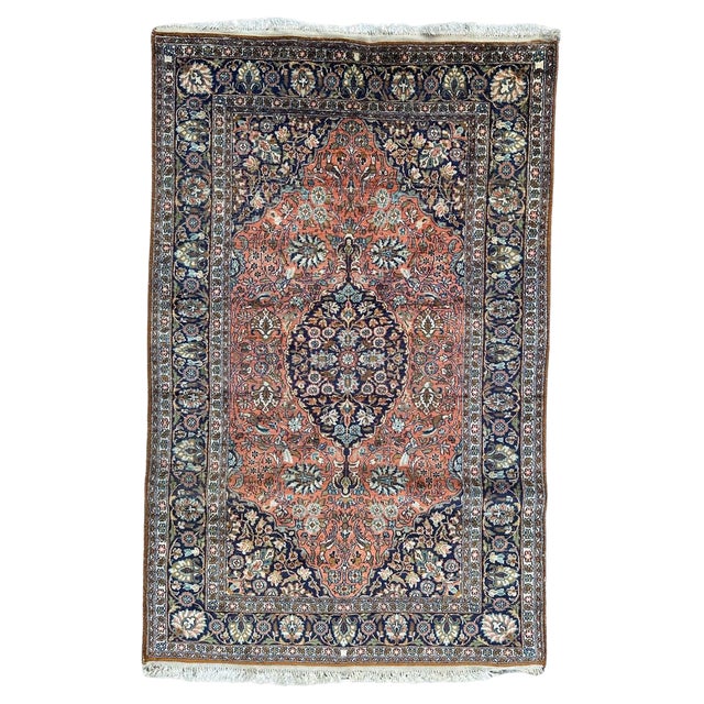 Vintage Silk Kashmir Rug, 1980s For Sale