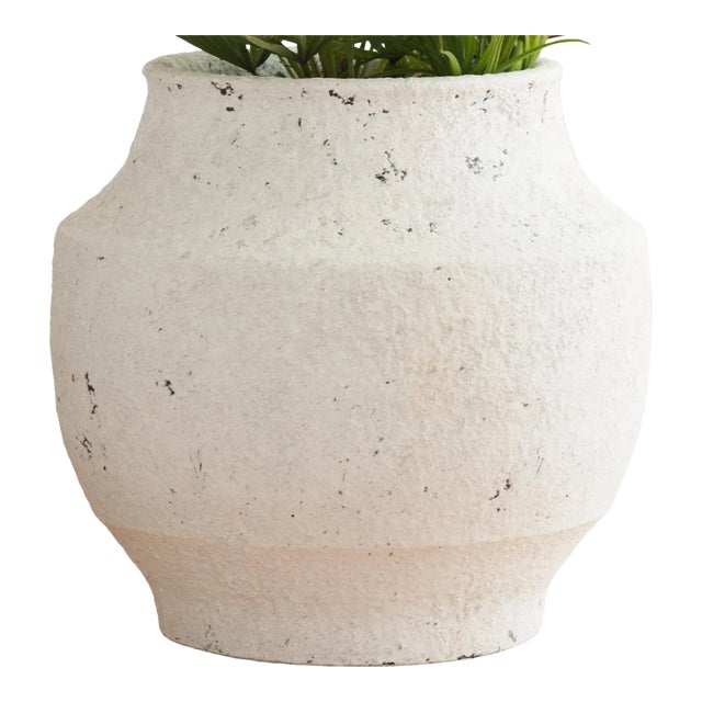 White Washed Finish Ceramic Planter, 17" For Sale