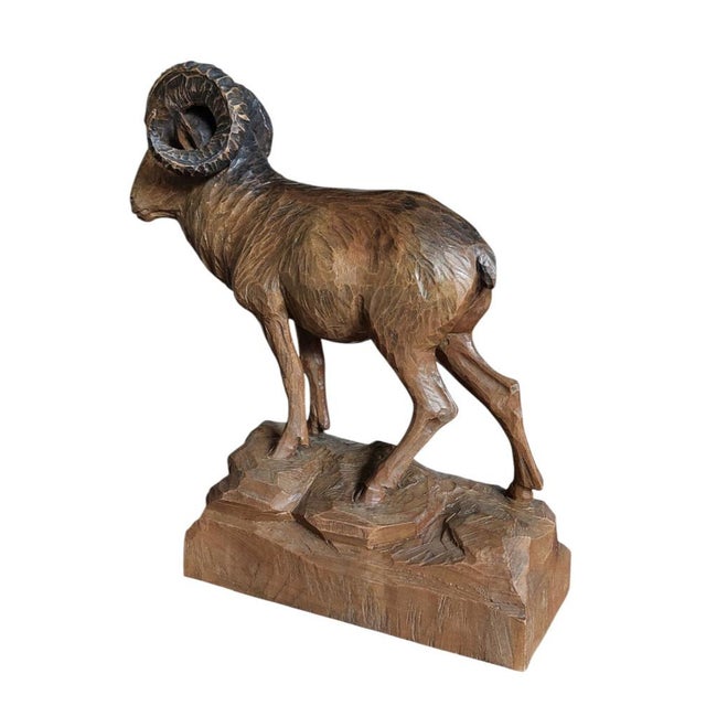 1920s Black Forest Sculpture Ibex in Wood, 1920s For Sale - Image 5 of 9