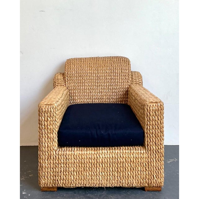 Vintage Ralph Lauren Woven Rattan Armchair For Sale - Image 14 of 15