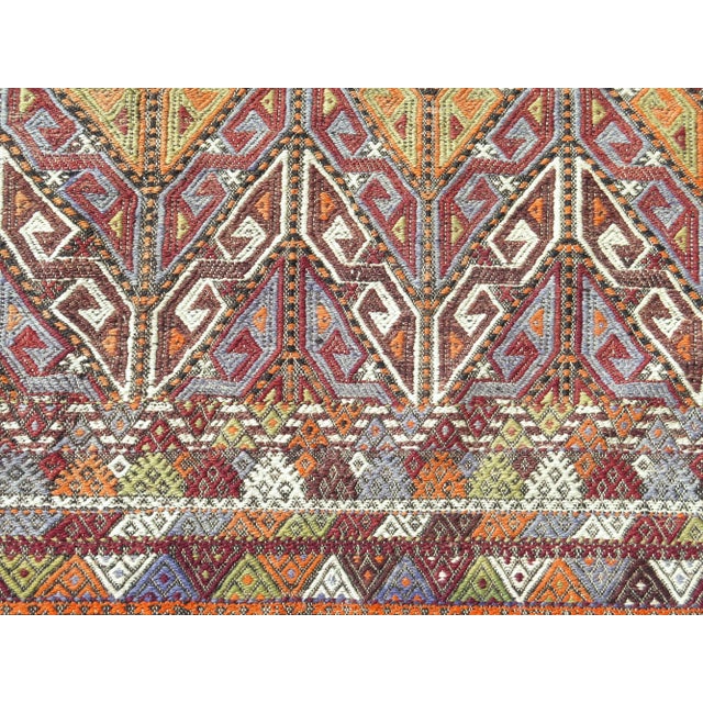 Mid 20th Century 50s Vintage Special Herringbone Design Turkish Kilim Area Rug For Sale - Image 10 of 11
