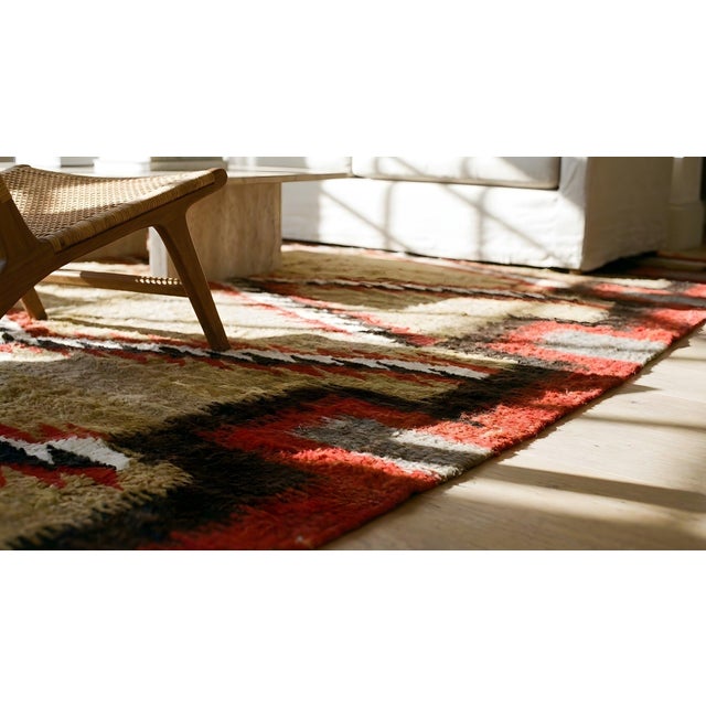 Awesome Tan Camel Color and Geometric Design Antique Navajo Rug For Sale - Image 10 of 12