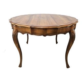 Baroque Style Table in Carved Walnut with Side Drawers, 1960 For Sale