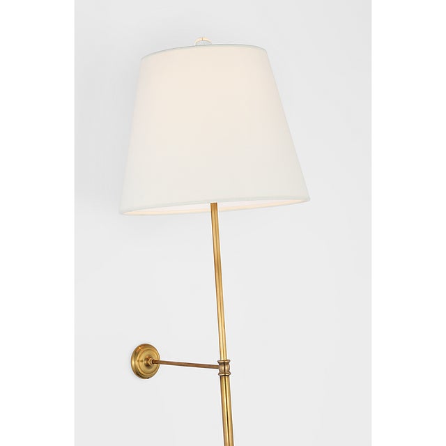 Suzanne Kasler for Visual Comfort Signature Wyatt 39" Statement Sconce in Hand-Rubbed Antique Brass with Linen Shade For Sale In Houston - Image 6 of 9
