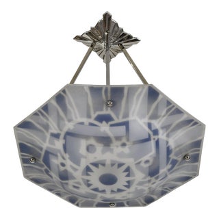 French Art Deco Pendant Chandelier by Loys Lucha - 1930s France For Sale
