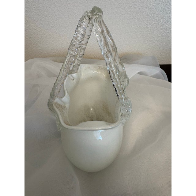 This Murano style white vintage hand blown glass purse with transparent handles is remimiscent of a handbag type that Liz...
