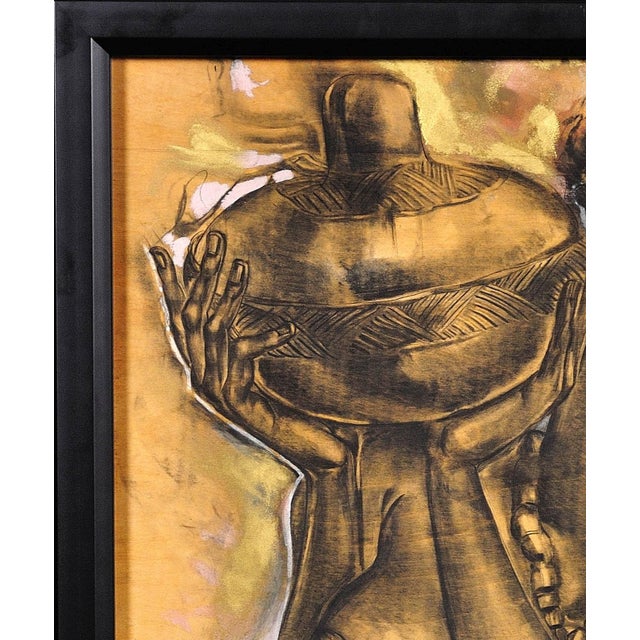 Late 20th Century African School Artist, Mother and Child, 1970s, Mixed Media Painting For Sale - Image 5 of 18