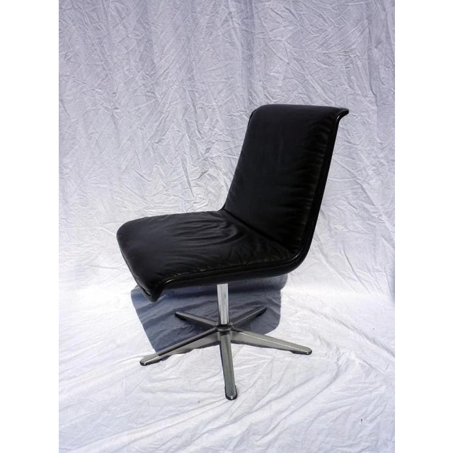 Black Leather Swivel Chair For Sale - Image 3 of 7