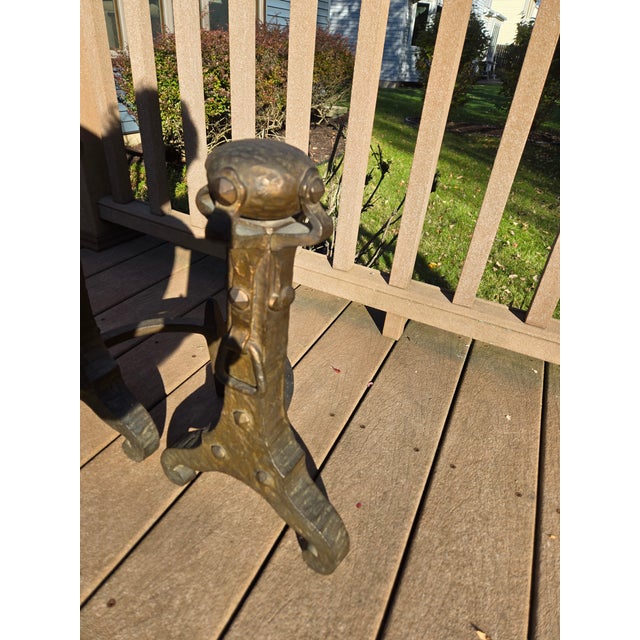 Bronze Vintage Cast Iron Andirons For Sale - Image 8 of 9
