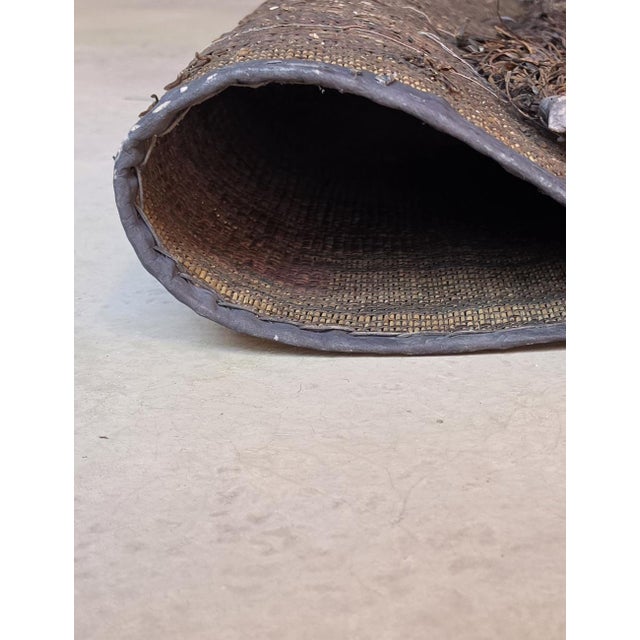 Wood 1940s Handwoven Reed Mauritanian Rug - 3.8 × 4.6 Ft For Sale - Image 7 of 8