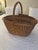 Wood Vintage Large French Handled Wicker Basket For Sale - Image 7 of 7