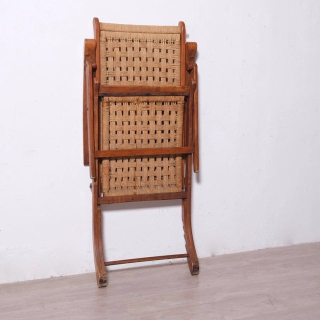 Vintage Italian Deck Chair in Beech and Jute, 1950s For Sale - Image 17 of 18
