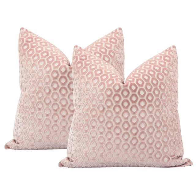 Not Yet Made - Made To Order 22" Paloma Cut Velvet Blush Pillows - a Pair For Sale - Image 5 of 5