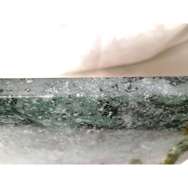 1990s Art Deco Michael Aram Brass Snake Grazing Board Verde Guatemala Green Marble Cheese Charcuterie Tray Serpent Art Deco Hollywood Regency Platter For Sale - Image 11 of 13