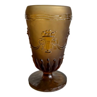 Art Deco Amber Glass Goblet Style Vase, Edvin Ollers 1930s For Sale