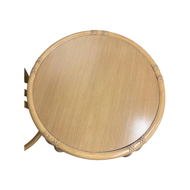 2000 - 2009 Pair of McGuire Rattan Drum Side Tables For Sale - Image 5 of 6