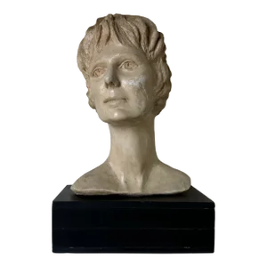 1960's Vintage Composite Plaster Female Portrait Bust Sculpture