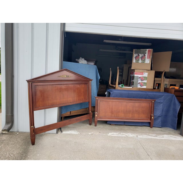 Vintage Ethan Allen Empire Mahogany Queen Headboard and Footboard 2