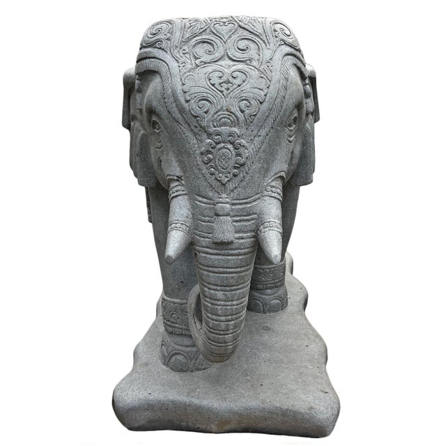 Vintage Stone Carved Elephant Statue For Sale - Image 4 of 11