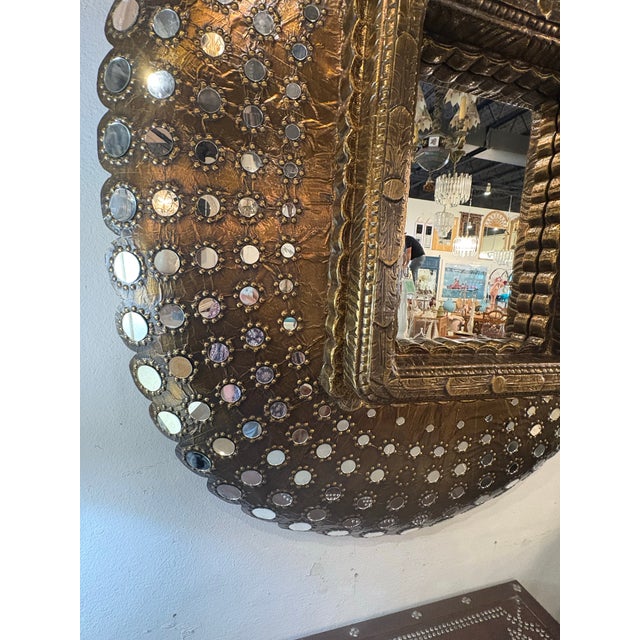 1980s Vintage Ornate Massive Peacock Wall Mirror Hollywood Regency For Sale - Image 5 of 11