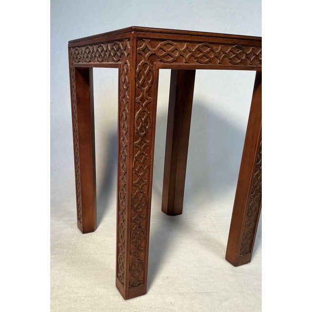 Vintage Henredon Chinese Chippendale Style Mahogany Side Table Set- A Pair For Sale - Image 9 of 12