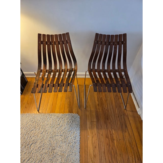 Mid-Century Modern Mid Century Danish Modern Slat Chairs by Hans Brattrud for Hove Møbler in Rosewood For Sale - Image 3 of 11