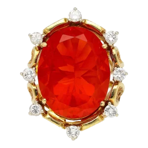 Vintage 15.53 Carat Mexican Opal Diamond 18k Gold Split Shank Ring Size 6.75