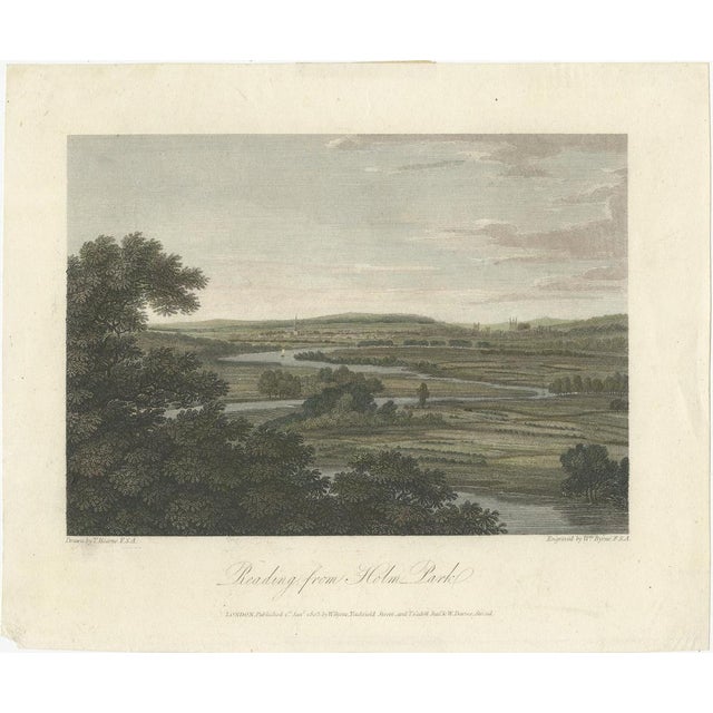 Reading from Holm Park — English River Landscape Engraving, Hearne & Byrne 1803 This refined early-19th-century English...