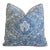 French Designer Blue & White Floral Botanical Feather/Down Pillow For Sale